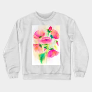 Pink poppies watercolor painting Crewneck Sweatshirt